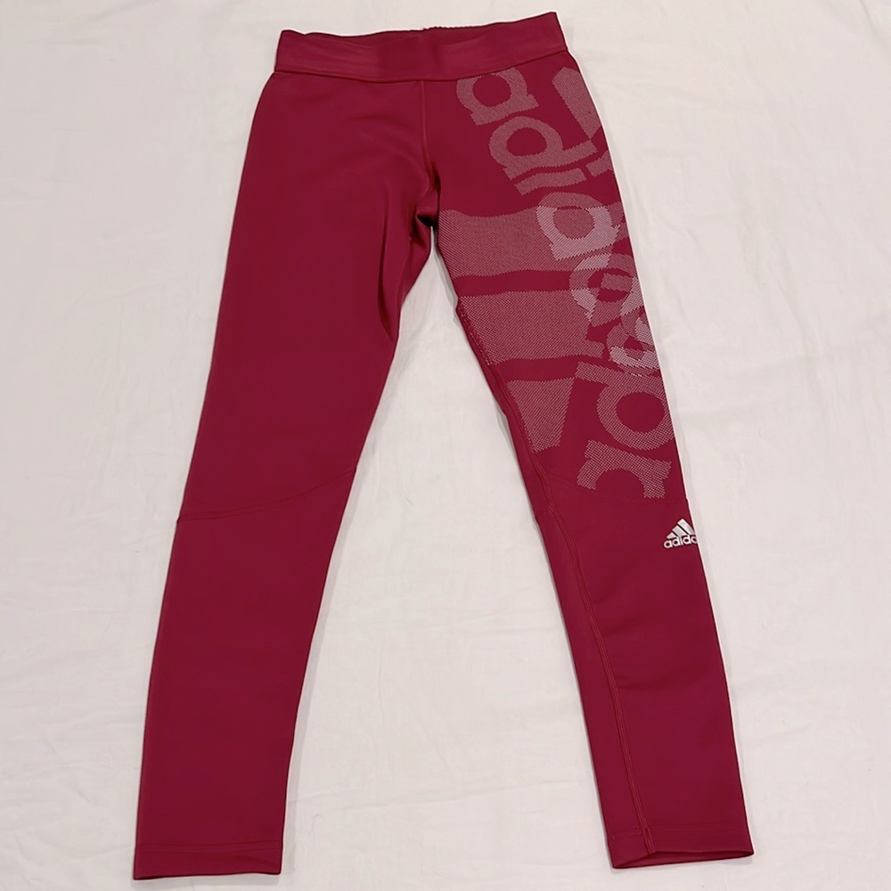 NWOT Adidas Women's Cranberry Techfit Climalite Logo Leggins Size Small